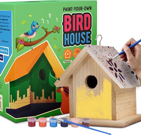 Alpine Woods Bird House Kit, Arts & Crafts for Girls & Boys 5+, DIY Birdhouse Painting Kit, Kids Craft Kits, Wood Crafts for Kids, Paint Your Own Wooden Birdhouse Kit, Kids Activity, Easter Gifts in Saudi Arabia
