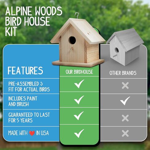 Alpine Woods Bird House Kit, Arts & Crafts for Girls & Boys 5+, DIY Birdhouse Painting Kit, Kids Craft Kits, Wood Crafts for Kids, Paint Your Own Wooden Birdhouse Kit, Kids Activity, Easter Gifts in Saudi Arabia