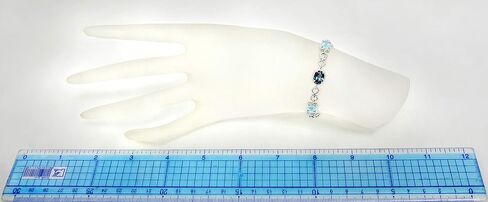 RB Gems Sterling Silver 925 Tennis Bracelet GENUINE GEMS Oval 9X7 mm, 14.7 Cts Rhodium-Plated Finish, 7" in Kuwait