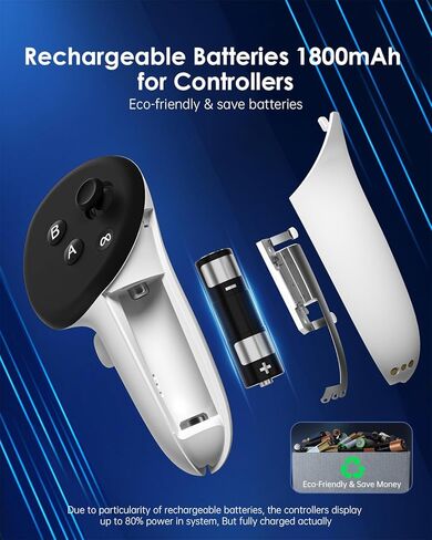 محطة شحن سريعة من Maecker لمنصة الشحن Meta Quest 3، وحدات تحكم في سماعات الرأس مع بطاريتين قابلتين للشحن لملحقات Quest 3 - S3 in Kuwait