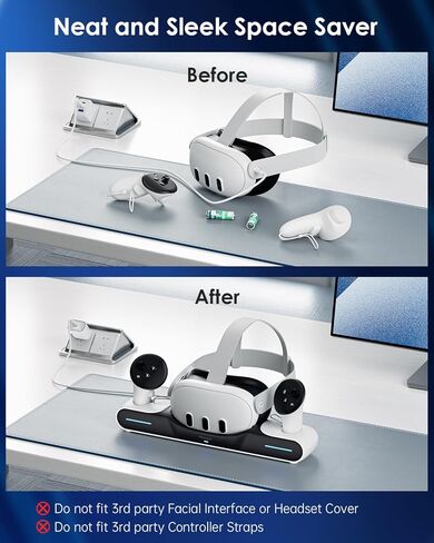 محطة شحن سريعة من Maecker لمنصة الشحن Meta Quest 3، وحدات تحكم في سماعات الرأس مع بطاريتين قابلتين للشحن لملحقات Quest 3 - S3 in Kuwait
