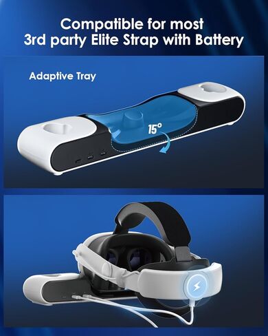 محطة شحن سريعة من Maecker لمنصة الشحن Meta Quest 3، وحدات تحكم في سماعات الرأس مع بطاريتين قابلتين للشحن لملحقات Quest 3 - S3 in Kuwait