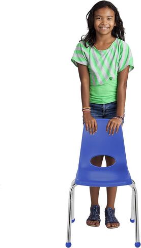 Factory Direct Partners 14005-AS 14" School Stack Chair, Stacking Student Seat with Chromed Steel Legs and Ball Glides for in-Home Learning or Classroom - Assorted (4-Pack) in Kuwait