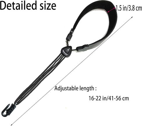 حزام ساكسفون RAUYIVANY، طول قابل للتعديل (16-22 بوصة)، حزام رقبة ساكسفون من الجلد الناعم مع خطاف J بلاستيكي، للساكسفون والكلارينيت والمزمار (أسود) in Kuwait