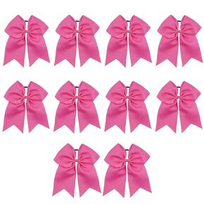 7" Breast Cancer Awareness Large Bow Pink Glitter Hair Bow With Ponytail Holder For Women Girls Breast Cancer Month in Kuwait