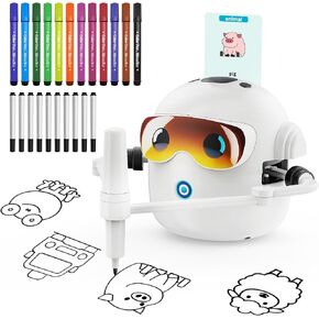Drawing Robot for Kids, Interactive Montessori Educational Drawing Machine with 100 Cards, Smart Painting Learning Robot Toy for 3 4 5 6 7 8 Year Old Boys Girls Birthday Gift in Kuwait