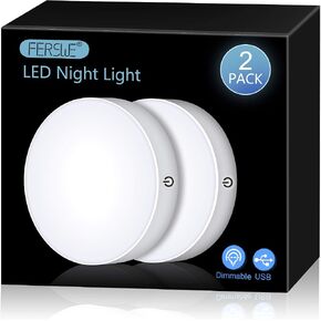 Ferswe Rechargeable Tap Lights, Dimmable Touch Night Lights with 1000mAh Large Battery, Stick on Light for Closet, Bedroom, Bathroom and Cabinet (2 Pack) in Saudi Arabia
