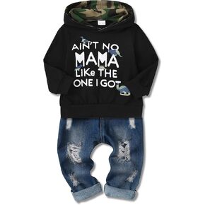 WESIDOM Toddler Boy Clothes,Long Sleeve Printing Hoodie+Jeans Pants Toddlers Boys Outfits Set 1-6Y Kids Clothing in Kuwait