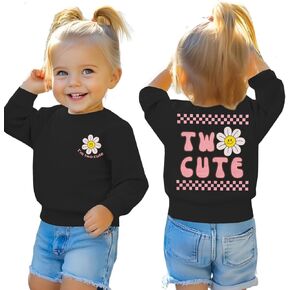 KEKEMI Two Cute Birthday Girl Sweatshirt 2T Girl Sunflower Birthday Outfit Two Years Old Long Sleeve Pullover Tops B-day Tops in Saudi Arabia