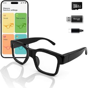 1080P HD Video Camera Glasses Outdoor Sports Action Portable Wearable Glasses Suitable for Driving, Cycling, Fishing, Hiking, Hunting（Include 64G Memory Card） in Saudi Arabia