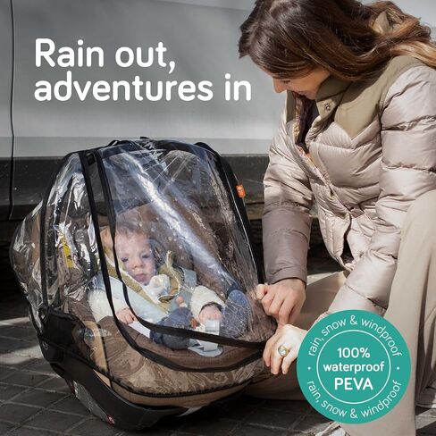 Baby Uma Car Seat Rain Cover - Waterproof & Breathable Carseat Covers Baby, 100% PEVA with Ventilation Panels, Protects from Rain, Dust & Wind, Universal with Easy-Access Window (+ Travel Bag) in Saudi Arabia
