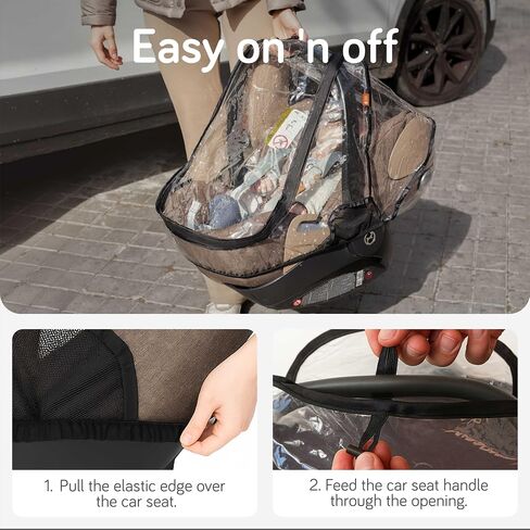 Baby Uma Car Seat Rain Cover - Waterproof & Breathable Carseat Covers Baby, 100% PEVA with Ventilation Panels, Protects from Rain, Dust & Wind, Universal with Easy-Access Window (+ Travel Bag) in Saudi Arabia