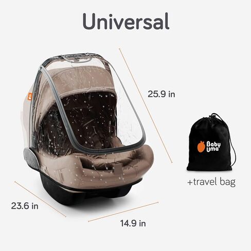 Baby Uma Car Seat Rain Cover - Waterproof & Breathable Carseat Covers Baby, 100% PEVA with Ventilation Panels, Protects from Rain, Dust & Wind, Universal with Easy-Access Window (+ Travel Bag) in Saudi Arabia