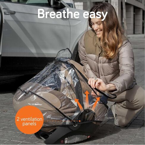 Baby Uma Car Seat Rain Cover - Waterproof & Breathable Carseat Covers Baby, 100% PEVA with Ventilation Panels, Protects from Rain, Dust & Wind, Universal with Easy-Access Window (+ Travel Bag) in Saudi Arabia