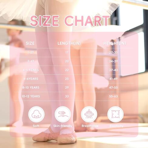 3 Pairs Toddler Ballet Tights for Girls - Girls Dance Tights Ultra Stretchy Soft Footed Tight for Daily Uniform Halloween in Saudi Arabia