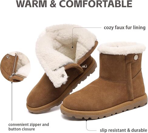 Women’s Snow Boots with Warm Faux Fur Lining Water Repellent Outdoor Comfortable Winter Boots for Women in Saudi Arabia