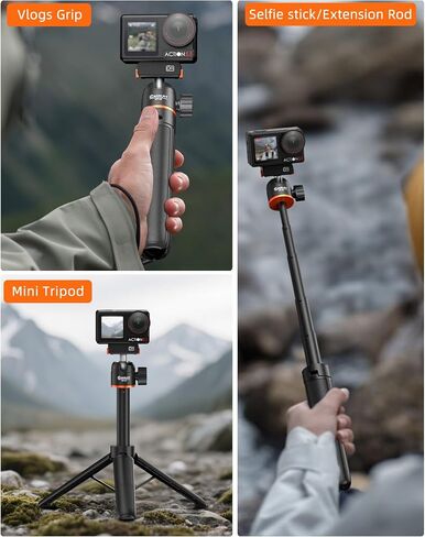 حامل ثلاثي القوائم 21.4 بوصة من Osmo Action Selfie Stick لـ DJI Osmo Action 5 Pro، Osmo Action 4، Osmo Nano، Osmo 360 - حامل مدونة فيديو قابل للتمديد للسفر مع قضيب تمديد صغير ورأس كروي 360 درجة، ملحقات عمل Osmo in Kuwait