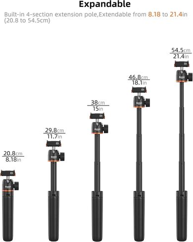 حامل ثلاثي القوائم 21.4 بوصة من Osmo Action Selfie Stick لـ DJI Osmo Action 5 Pro، Osmo Action 4، Osmo Nano، Osmo 360 - حامل مدونة فيديو قابل للتمديد للسفر مع قضيب تمديد صغير ورأس كروي 360 درجة، ملحقات عمل Osmo in Kuwait