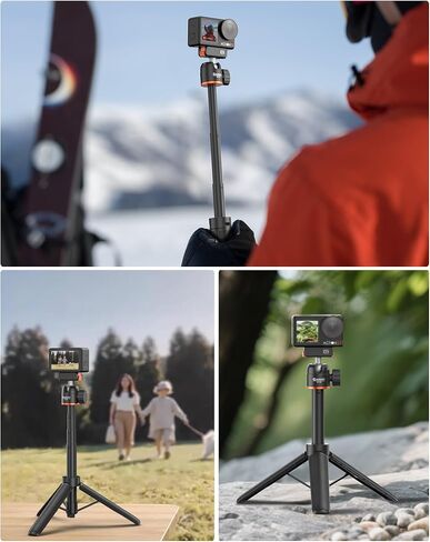 حامل ثلاثي القوائم 21.4 بوصة من Osmo Action Selfie Stick لـ DJI Osmo Action 5 Pro، Osmo Action 4، Osmo Nano، Osmo 360 - حامل مدونة فيديو قابل للتمديد للسفر مع قضيب تمديد صغير ورأس كروي 360 درجة، ملحقات عمل Osmo in Kuwait
