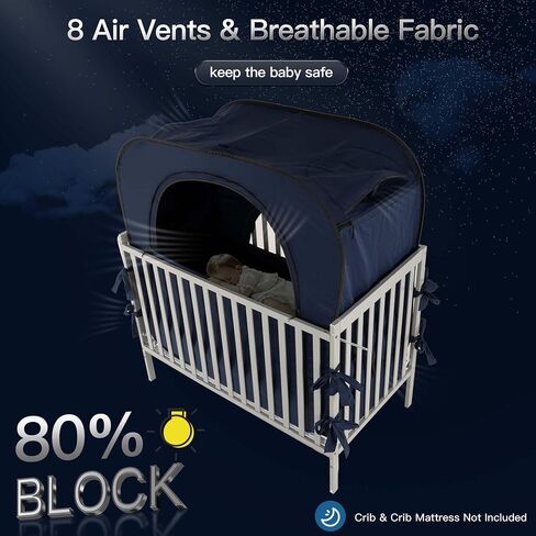 Poray Pop up Baby Privacy Bed Tent Sleeping Crib Tent Cover for Toddler,Blocks 80% Light with Monitor and Fan Pouch Design with Zipper Doors,Breathable Mesh Windows in Kuwait