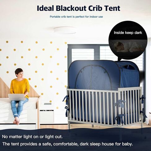 Poray Pop up Baby Privacy Bed Tent Sleeping Crib Tent Cover for Toddler,Blocks 80% Light with Monitor and Fan Pouch Design with Zipper Doors,Breathable Mesh Windows in Kuwait