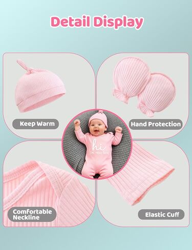 Babymine Newborn Unisex Baby Clothes 0-3 Months,Long Sleeve Onesie Infant Coming Home Outfits Romper with Mittens & Hat in Saudi Arabia