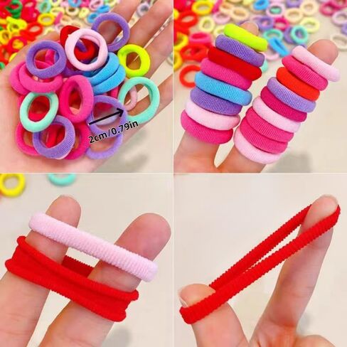 250Pcs Baby Hair Ties Cotton Toddler Hair Ties for Girls and Toddlers, Kids Seamless Hair Bands Elastic Ponytail Holders (red) in Kuwait