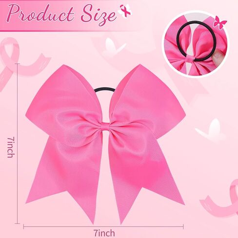 7" Breast Cancer Awareness Large Bow Pink Glitter Hair Bow With Ponytail Holder For Women Girls Breast Cancer Month in Kuwait