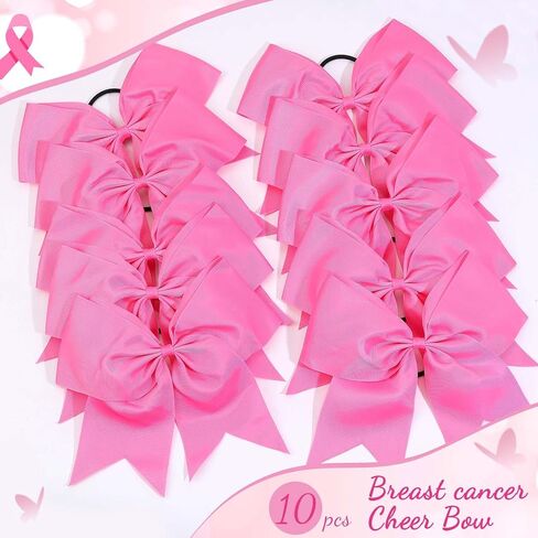 7" Breast Cancer Awareness Large Bow Pink Glitter Hair Bow With Ponytail Holder For Women Girls Breast Cancer Month in Kuwait