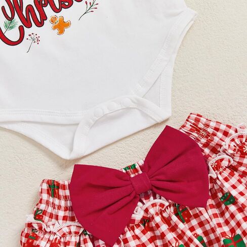 PUHHAPIEY My First Christmas Baby Girl Outfit Newborn Onesie Tutu Skirt Set | 0 3 6 12 18 Month Girl, My 1st Christmas Romper Onesie + Bloomers Tutu Skirt + Socks + Headband, 4pcs Christmas Clothes in Saudi Arabia