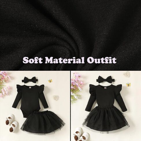 طفلة كشكش كم رومبير فستان الوليد بلون فستان القوس الزي الرضع بذلة توتو تنورة مجموعة الملابس in Kuwait