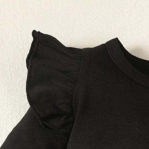 طفلة كشكش كم رومبير فستان الوليد بلون فستان القوس الزي الرضع بذلة توتو تنورة مجموعة الملابس in Kuwait