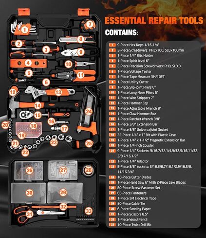 328-Piece Tool Set - Tool Kit Toolbox Storage Case with Drawer, General Household Hand Tool Kit Perfect for Home & DIY Repairs in Saudi Arabia
