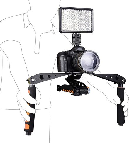 مجموعة أدوات الكتف لكاميرا DSLR مجموعة أدوات دعم الكتف لكاميرات الفيديو DSLRs مجموعة تثبيت كاميرا الفيديو مع مقبض ارتفاع قابل للتعديل من سبائك الألومنيوم قابلة للطي in Saudi Arabia