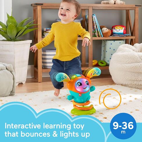Fisher-Price Baby & Toddler Learning Toy DJ Bouncin’ Beats with Music Lights & Bouncing Action for Ages 9+ Months, Multilanguage Version in Saudi Arabia