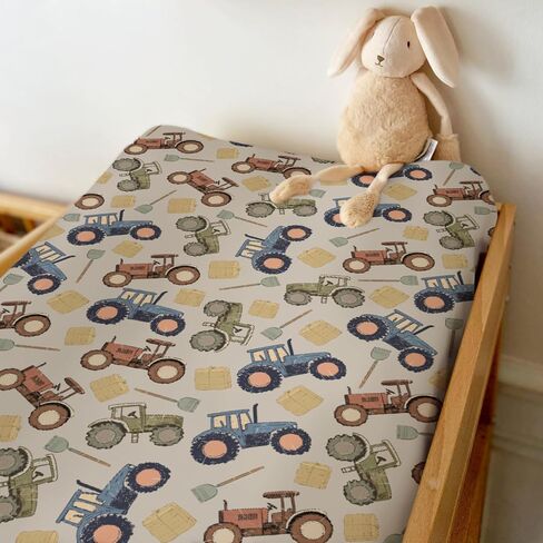 Vintage Tractors Changing Pad Covers for Baby Girls Boys Farm Tractor Harvest Fitted Change Table Pad Mats Farmhouse Trucks Vehicle Soft Diaper Change Table Cover Sheets for 32''×16'' Contoured Pad in Saudi Arabia