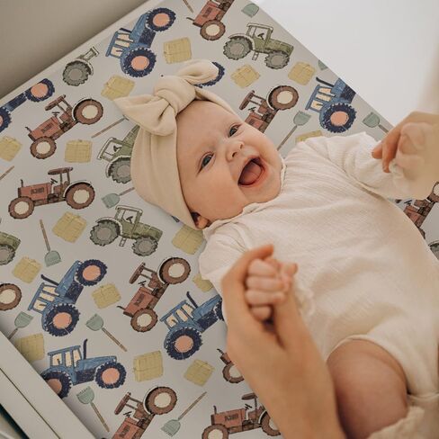 Vintage Tractors Changing Pad Covers for Baby Girls Boys Farm Tractor Harvest Fitted Change Table Pad Mats Farmhouse Trucks Vehicle Soft Diaper Change Table Cover Sheets for 32''×16'' Contoured Pad in Saudi Arabia