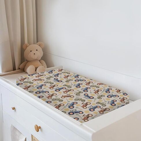 Vintage Tractors Changing Pad Covers for Baby Girls Boys Farm Tractor Harvest Fitted Change Table Pad Mats Farmhouse Trucks Vehicle Soft Diaper Change Table Cover Sheets for 32''×16'' Contoured Pad in Saudi Arabia