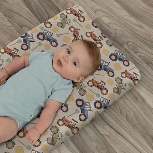 Vintage Tractors Changing Pad Covers for Baby Girls Boys Farm Tractor Harvest Fitted Change Table Pad Mats Farmhouse Trucks Vehicle Soft Diaper Change Table Cover Sheets for 32''×16'' Contoured Pad in Saudi Arabia