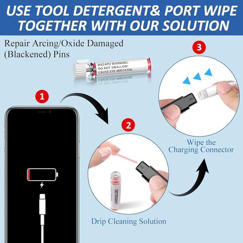 13-in-1 for iPhone Cleaning Kit Charging Port Cleaner, Phone Cleaner Repair Tool for Lightning Cable Connector Charger Speaker, iPad MacBook Samsung AirPods Pro & Charging Case, Safe for All Devices in Kuwait