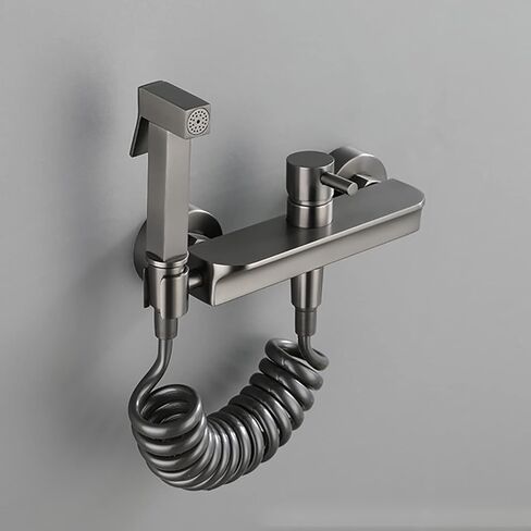 Handheld Bidet Sprayer for Toilet, Gray Brass Bathroom Cloth Diaper Sprayer Set with Cold and Hot Water, Wall Mounted Toilet Bidet Sprayer Kit for Feminine Hygiene,PVC Hose(PVC Hose) in Kuwait