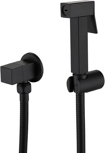 بخاخ بيديت محمول للحمام النحاسي، مجموعة بخاخ حفاضات من القماش مع ماء بارد واحد، طقم رش بيديت للحمام على الحائط للنظافة الأنثوية، أسود (ذهبي مصقول) in Kuwait