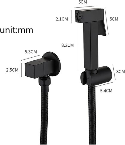 بخاخ بيديت محمول للحمام النحاسي، مجموعة بخاخ حفاضات من القماش مع ماء بارد واحد، طقم رش بيديت للحمام على الحائط للنظافة الأنثوية، أسود (ذهبي مصقول) in Kuwait