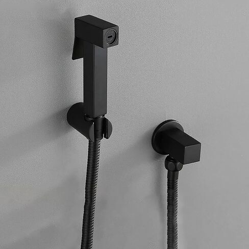 بخاخ بيديت محمول للحمام النحاسي، مجموعة بخاخ حفاضات من القماش مع ماء بارد واحد، طقم رش بيديت للحمام على الحائط للنظافة الأنثوية، أسود (ذهبي مصقول) in Kuwait