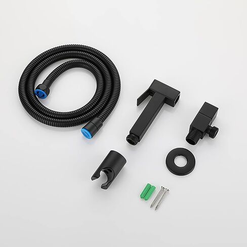 بخاخ بيديت محمول للحمام النحاسي، مجموعة بخاخ حفاضات من القماش مع ماء بارد واحد، طقم رش بيديت للحمام على الحائط للنظافة الأنثوية، أسود (ذهبي مصقول) in Kuwait