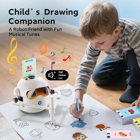 Drawing Robot for Kids, Interactive Montessori Educational Drawing Machine with 100 Cards, Smart Painting Learning Robot Toy for 3 4 5 6 7 8 Year Old Boys Girls Birthday Gift in Kuwait