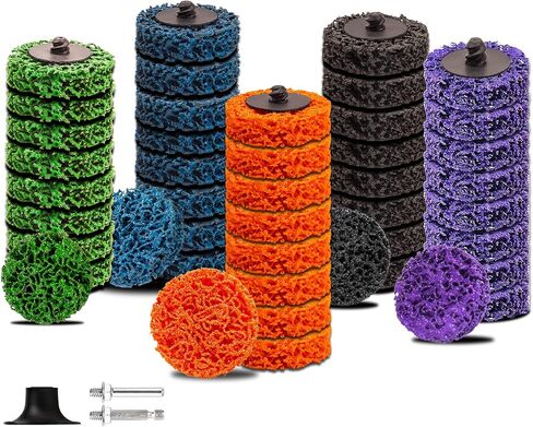 HOMO FABER 46 PCS 2 Inch Quick Change Strip Discs Multi-Color Kit - Paint & Rust Removal Wheel for Die Grinder/Drill with 1/4" Roll Lock Holder - Surface Prep & Conditioning in Kuwait