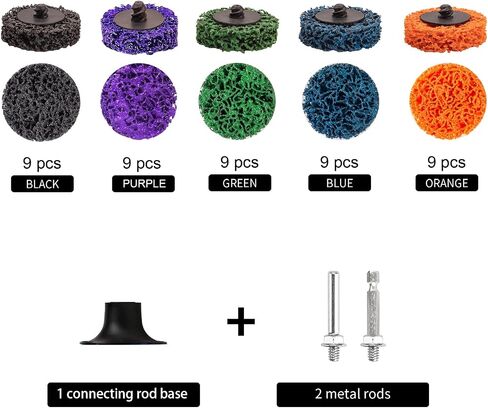 HOMO FABER 46 PCS 2 Inch Quick Change Strip Discs Multi-Color Kit - Paint & Rust Removal Wheel for Die Grinder/Drill with 1/4" Roll Lock Holder - Surface Prep & Conditioning in Kuwait