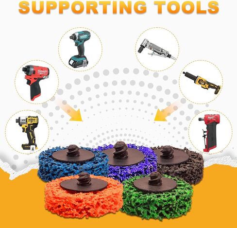 HOMO FABER 46 PCS 2 Inch Quick Change Strip Discs Multi-Color Kit - Paint & Rust Removal Wheel for Die Grinder/Drill with 1/4" Roll Lock Holder - Surface Prep & Conditioning in Kuwait