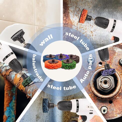 HOMO FABER 46 PCS 2 Inch Quick Change Strip Discs Multi-Color Kit - Paint & Rust Removal Wheel for Die Grinder/Drill with 1/4" Roll Lock Holder - Surface Prep & Conditioning in Kuwait